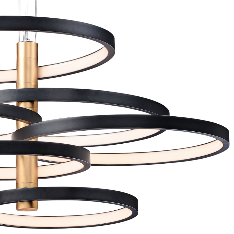 ET2 Hoopla 45 1/4"W Black and Gold 6-Light LED Pendant Light