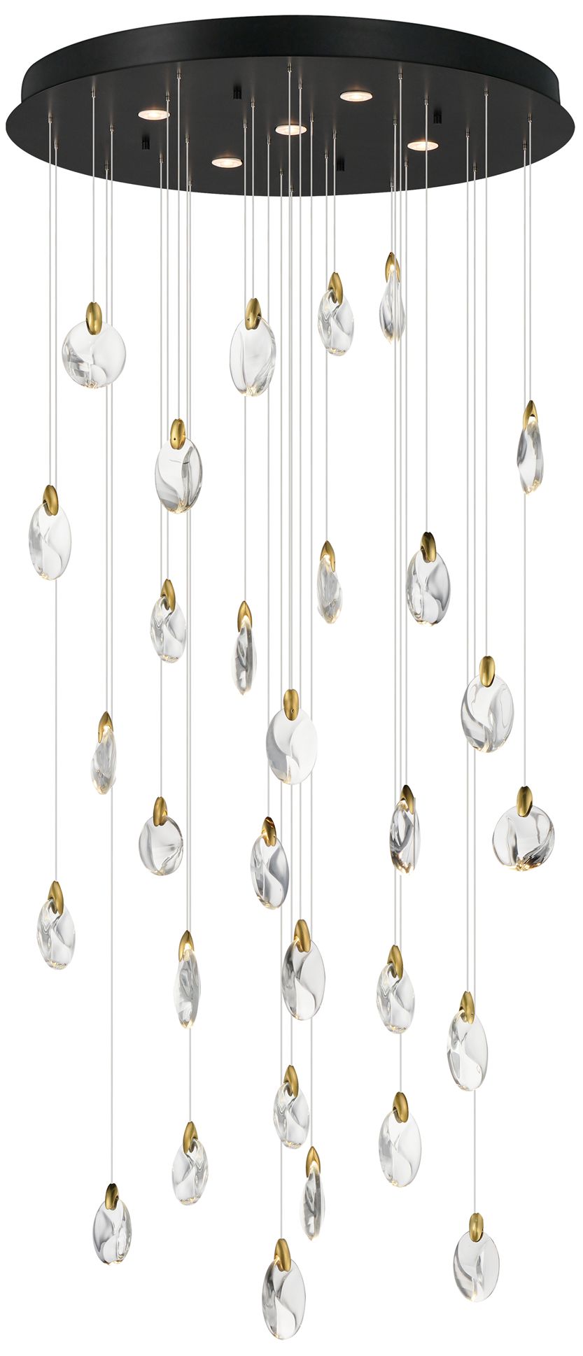ET2 Pebble 36" Black/Polished Gold 30-Light LED Pendant