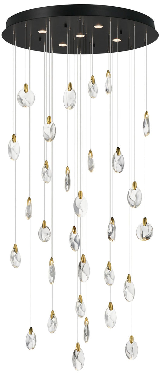 ET2 Pebble 36" Black/Polished Gold 30-Light LED Pendant