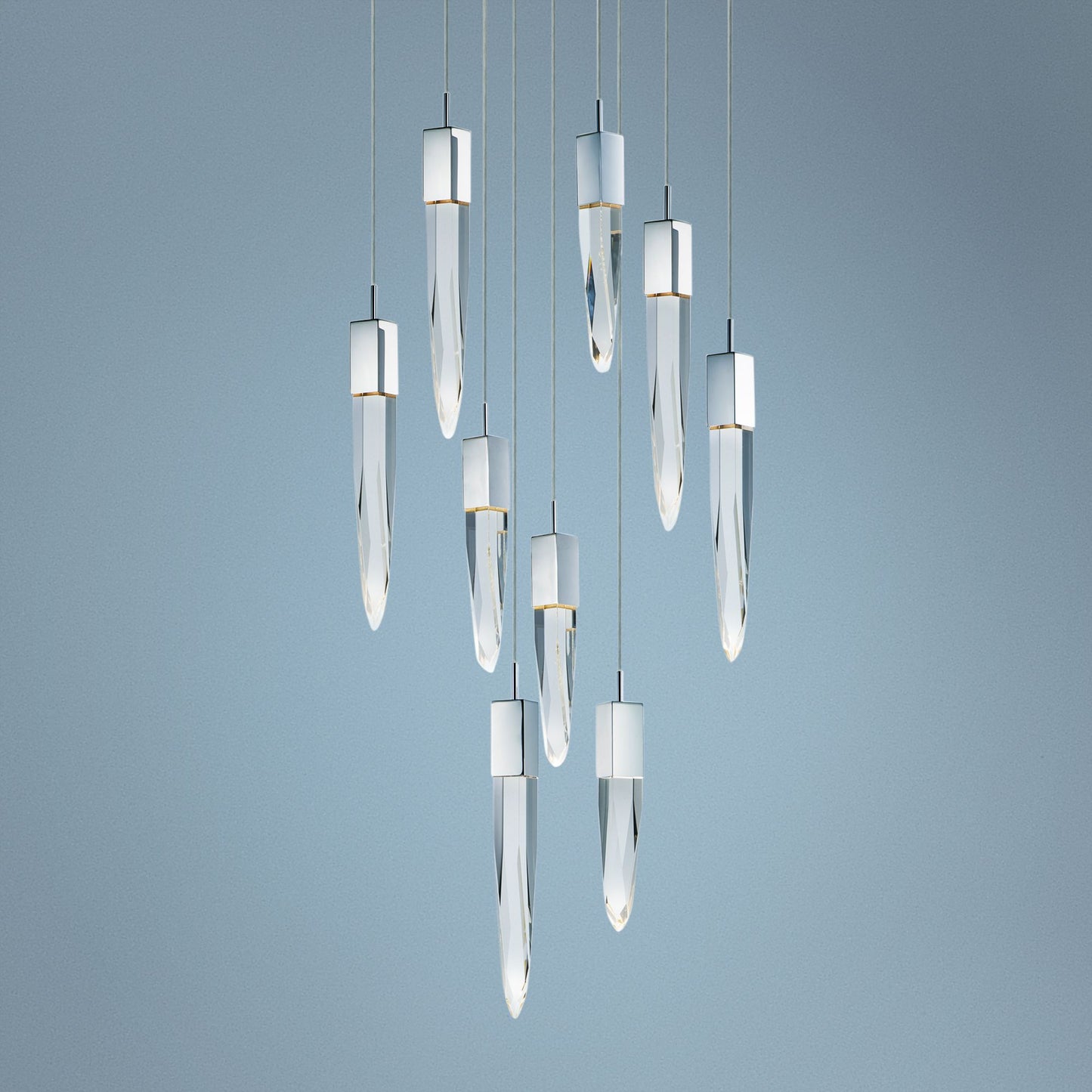 ET2 Quartz 15 3/4" Wide Polished Nickel 9-Light LED Pendant