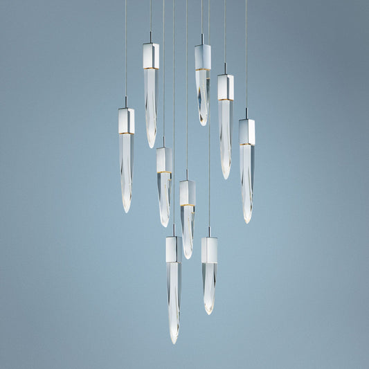 ET2 Quartz 15 3/4" Wide Polished Nickel 9-Light LED Pendant