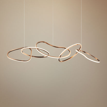 ET2 Unity 55" Brushed Champagne LED Modern Rings Pendant Light