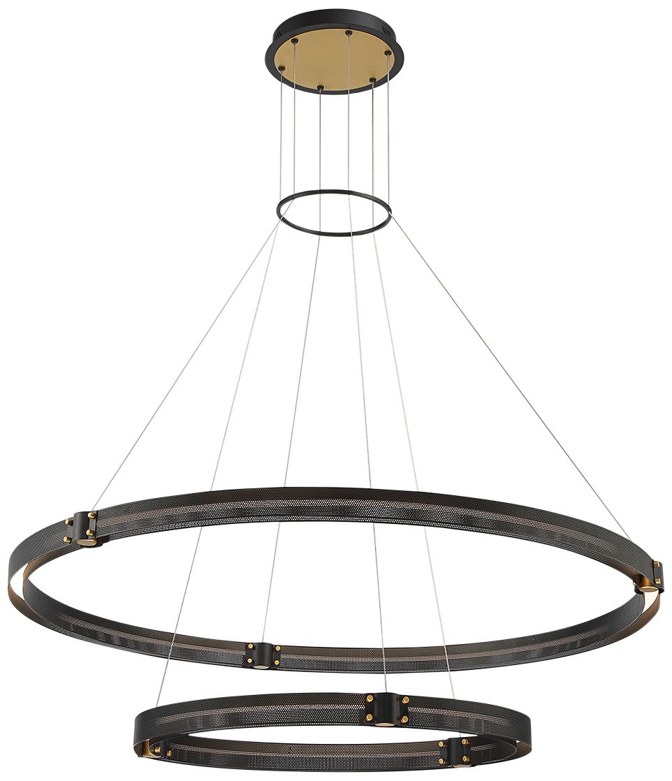 fase Admiral 48 1/4"W Black LED 2-Tier Ring Chandelier