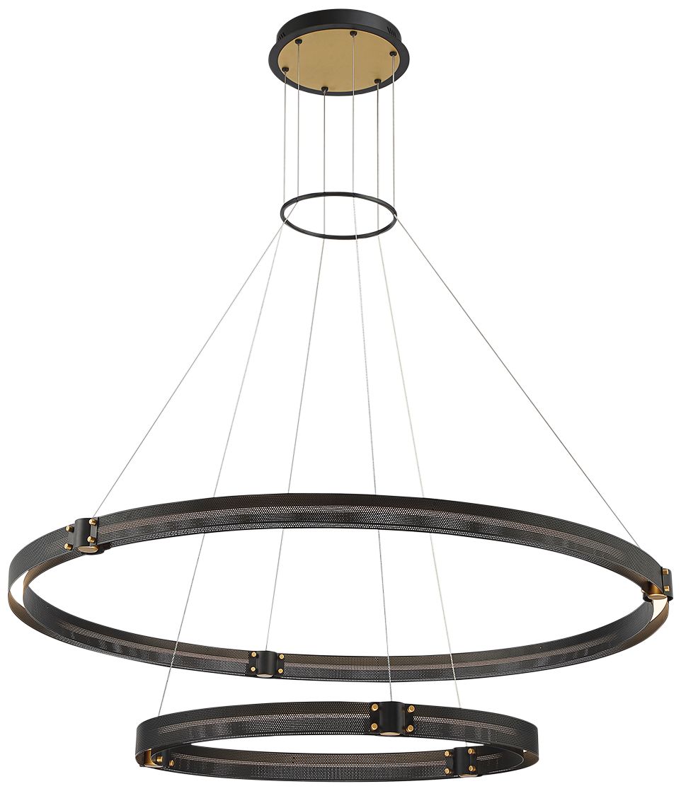 Eurofase Admiral 48 1/4"W Black LED 2-Tier Ring Chandelier