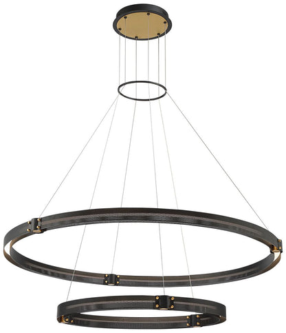 Eurofase Admiral 48 1/4"W Black LED 2-Tier Ring Chandelier