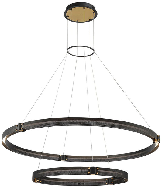 Eurofase Admiral 48 1/4"W Black LED 2-Tier Ring Chandelier
