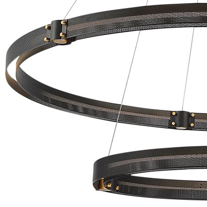 Eurofase Admiral 48 1/4"W Black LED 2-Tier Ring Chandelier