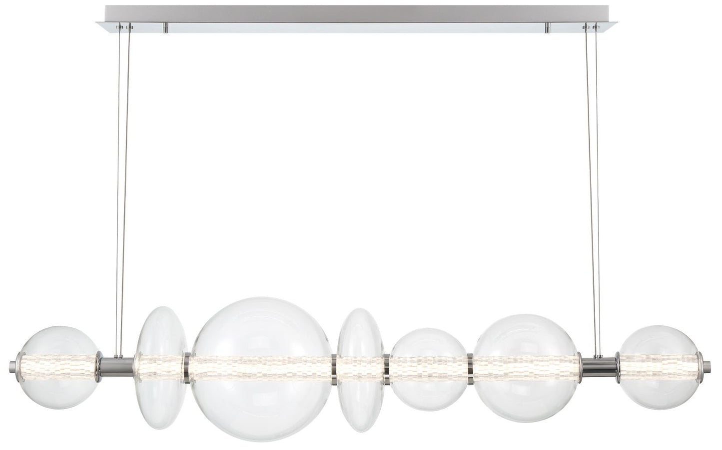 fase Atomo 1 Lt Chrme Chandelier, Clear Glass