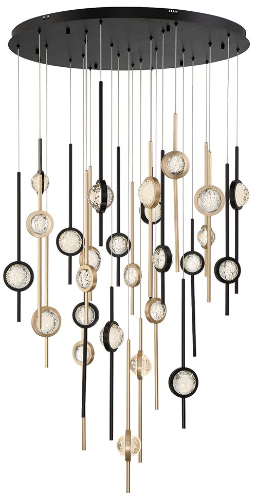 Eurofase Barletta 23.50 In. x 39.75 Integrated LED Chandelier in Black/Gold