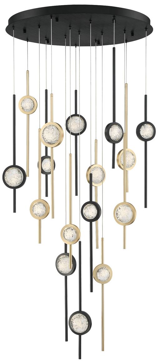 fase Barletta 23.50 In x32 In. Integrated LED Chandelier in Black/Gold