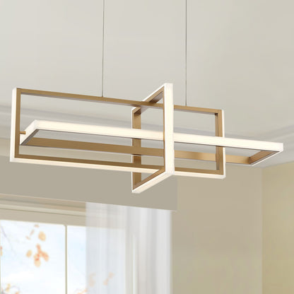 fase Bordo 37 3/4" Wide Modern Gold Rectangular LED Chandelier