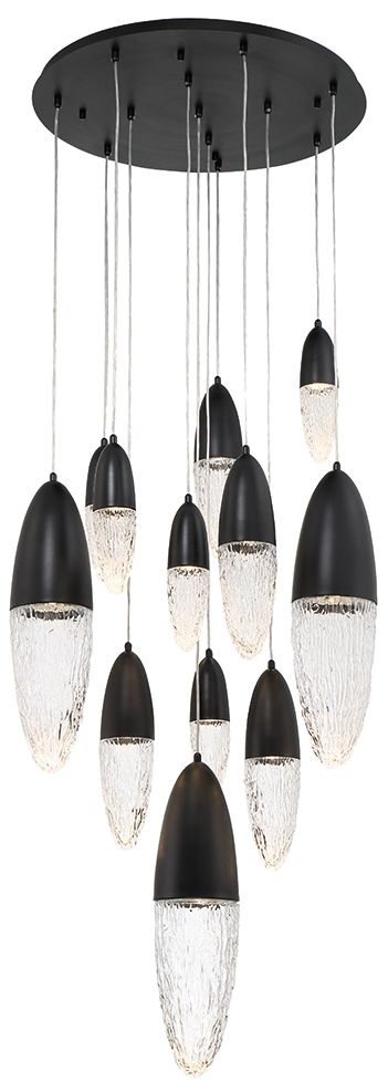 Eurofase Ecrou 24 In. x 29.50 In. Chandelier in Black