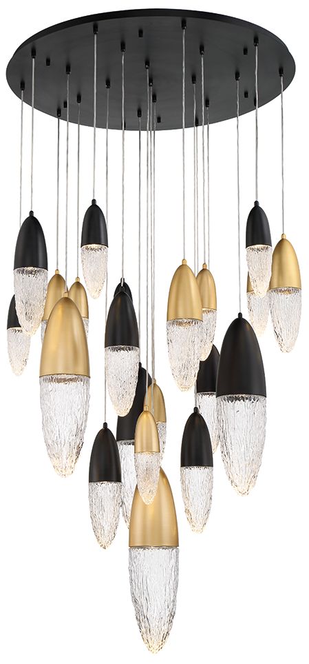 fase Ecrou 24 In. x 39.75 In. Chandelier in Black/Gold