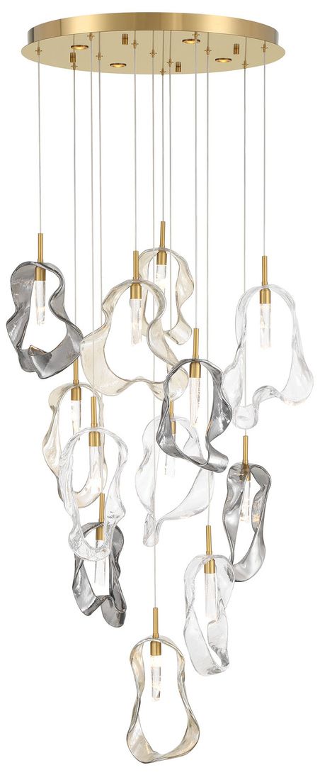 Eurofase Norah, Chandelier, 12-Light, 24", Gold, Mixed Glass