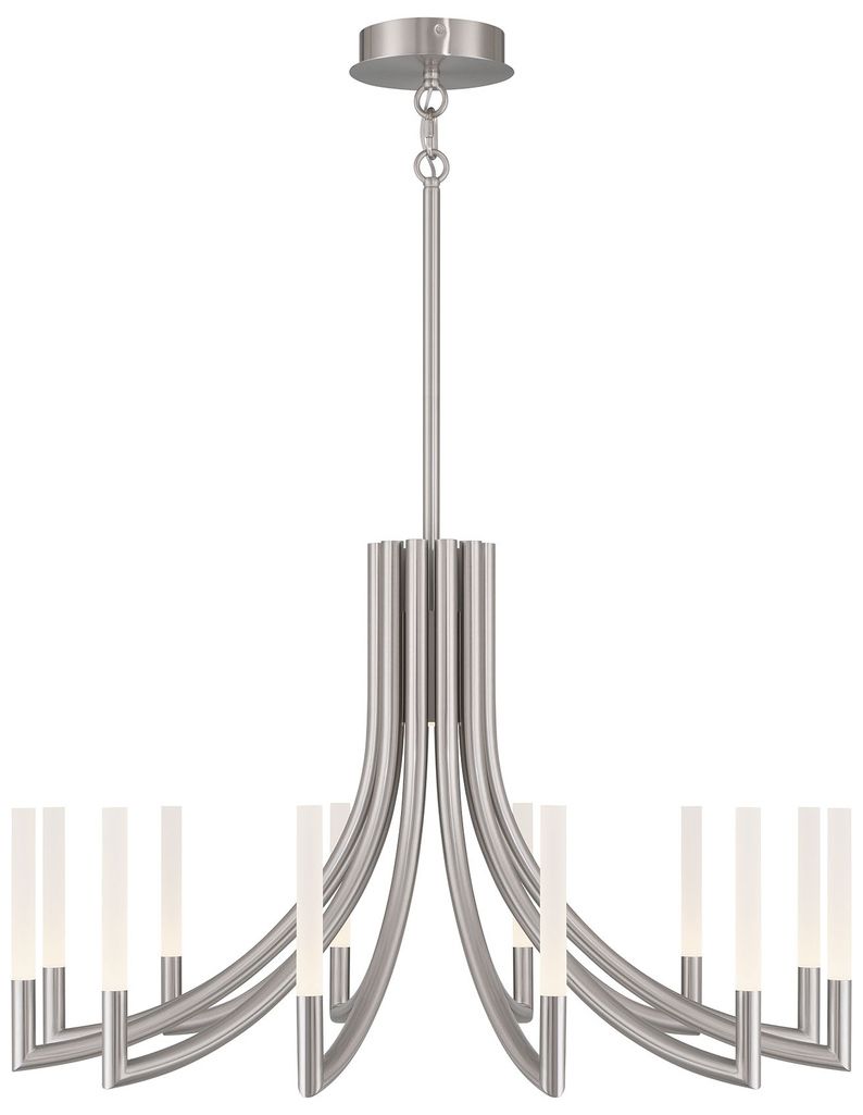 Eurofase Olette, Chandelier, 12-Light, 36", Brushed Nickel, Frosted Acrylic