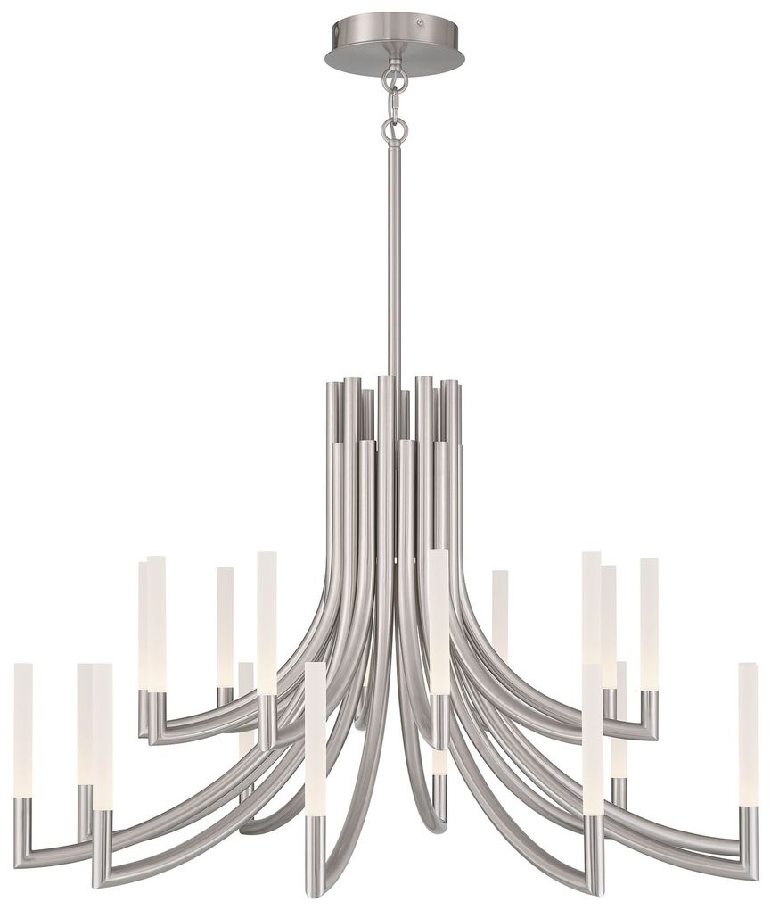 Eurofase Olette, Chandelier, 20-Light, 42", Brushed Nickel, Frosted Acrylic