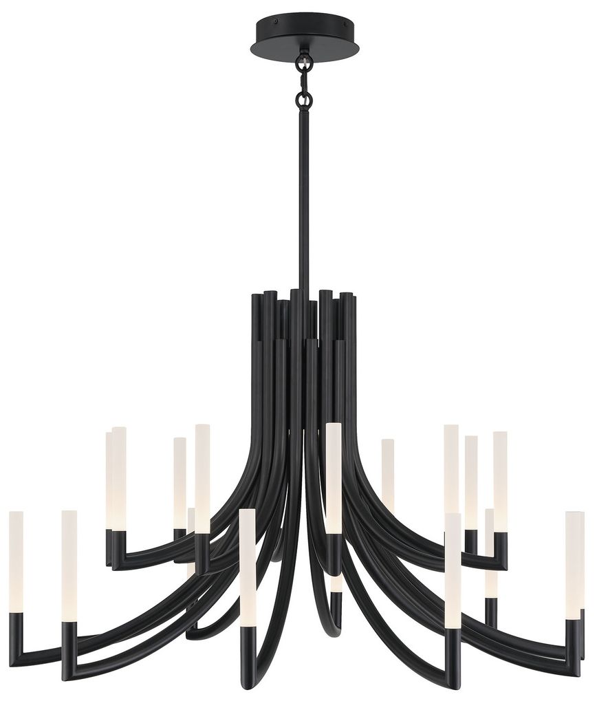 Eurofase Olette, Chandelier, 20-Light, 42", Matte Black, Frosted Acrylic