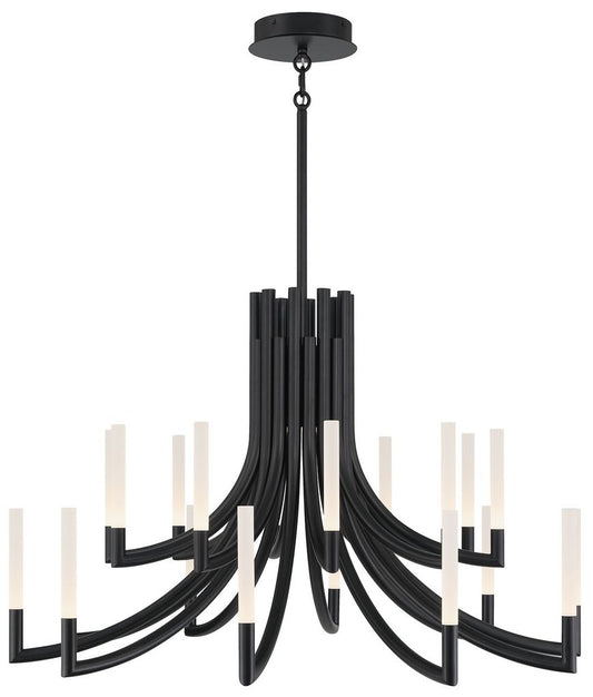 Eurofase Olette, Chandelier, 20-Light, 42", Matte Black, Frosted Acrylic