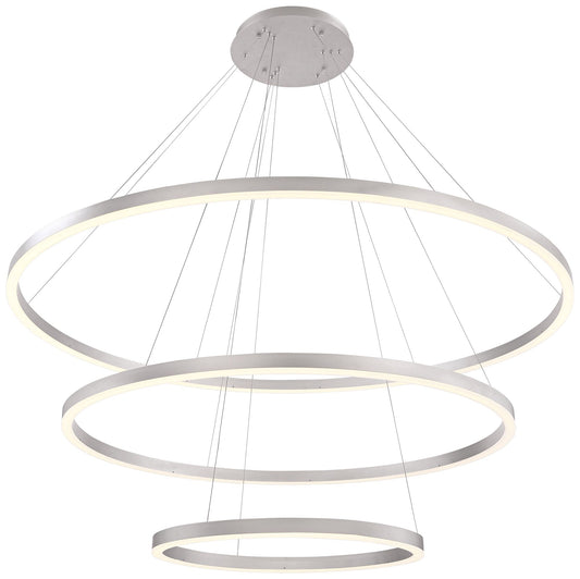 fase Spunto 60 3/4" Wide Silver LED 3-Ring Pendant Light