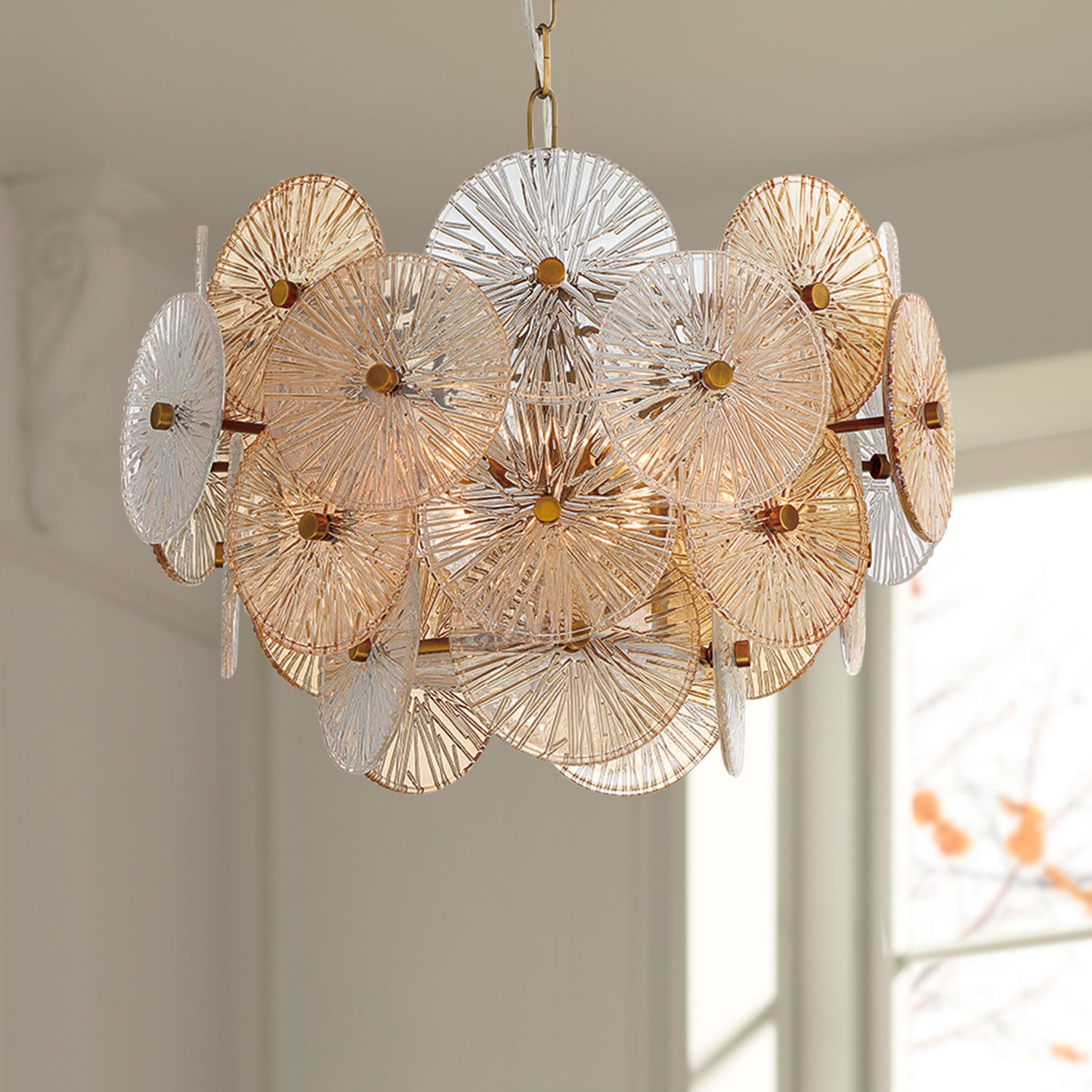 fase Sue-Anne 20" Wide Modern Brass and Circle Glass Chandelier