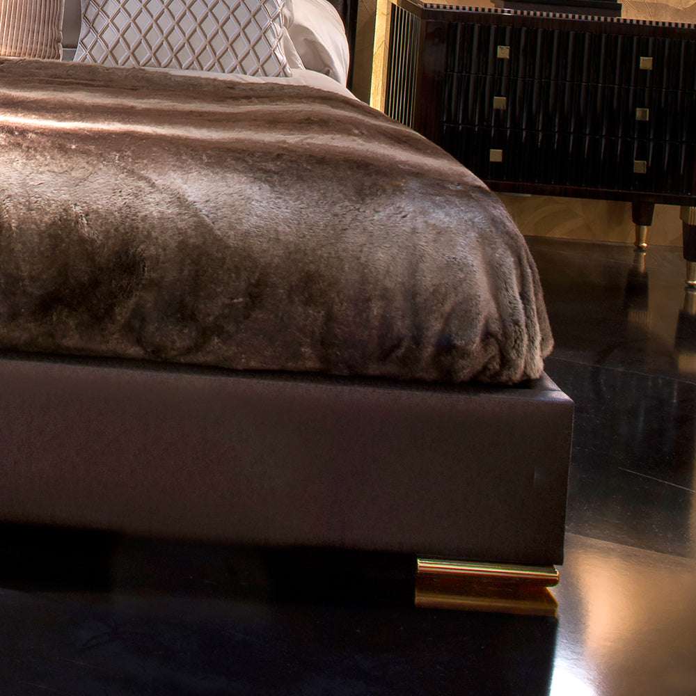 Exclusive Black Lacquered Gold Leaf Bed