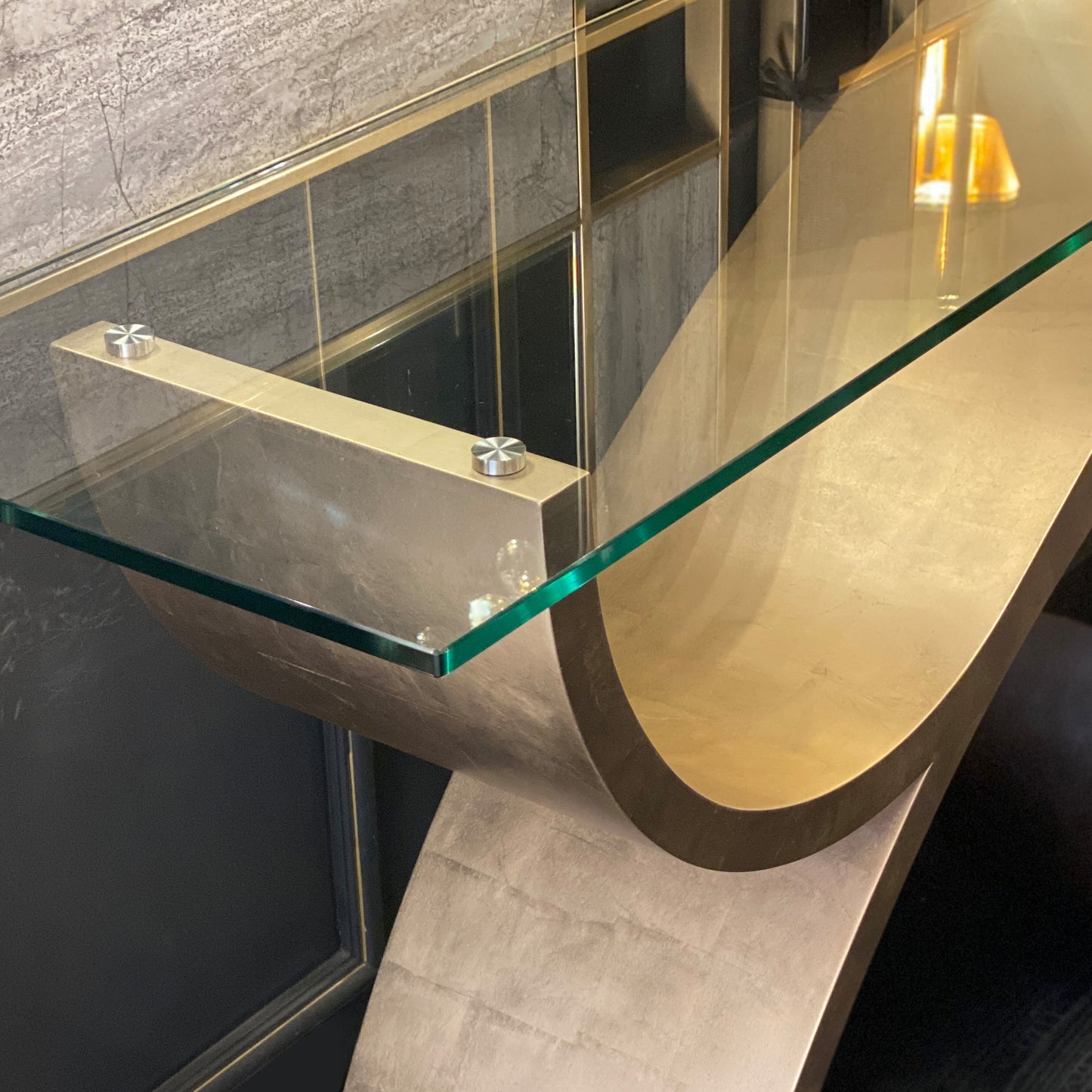 Exclusive Champagne Leaf Console Table