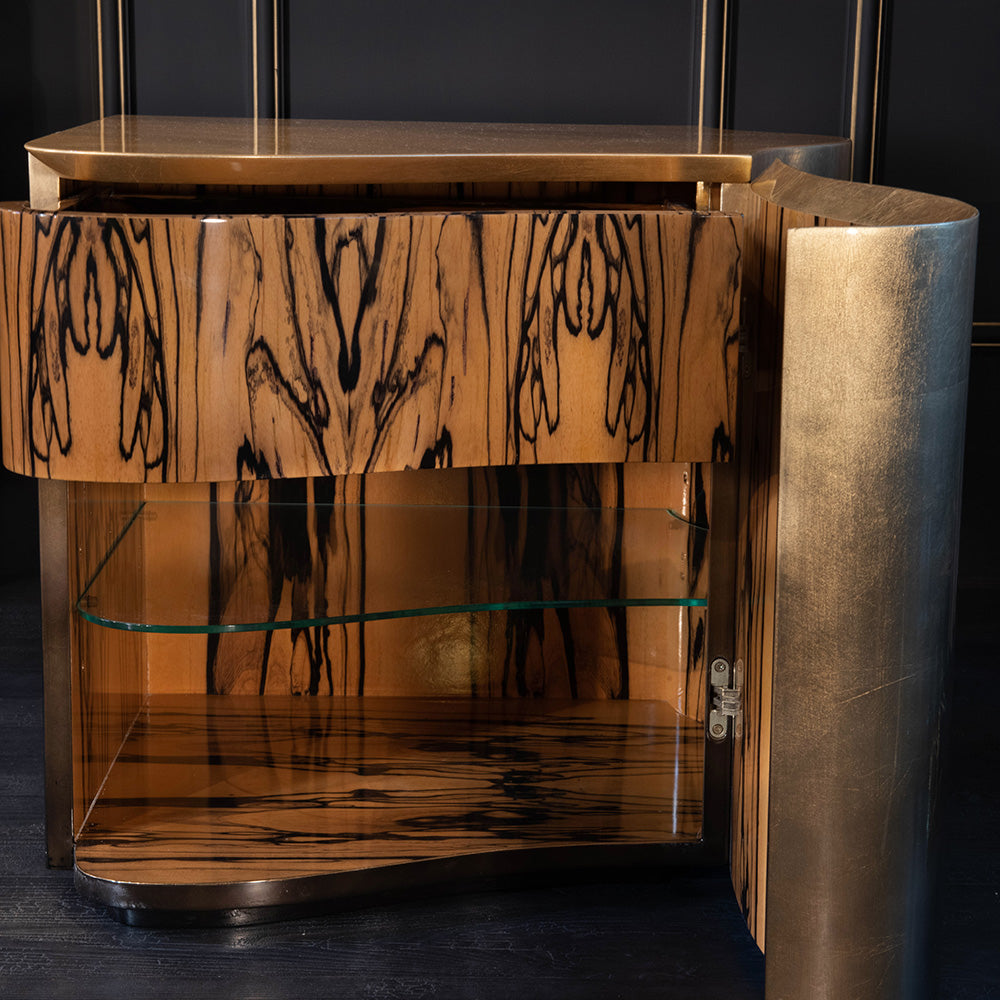 Exclusive Gold Leaf Gradient Designer Bedside Cabinet