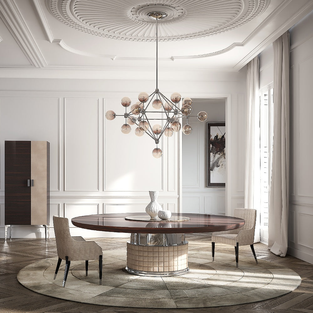 Exclusive Italian Large Round Ebony Dining Table