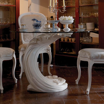 Exclusive Italian Pedestal Round Glass Dining Table