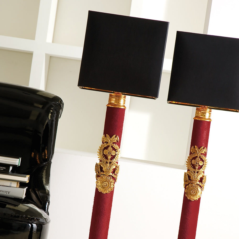 Exclusive Italian Red Hide Table Lamp