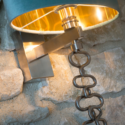 Exclusive Italian Long Pewter Wall Lamp