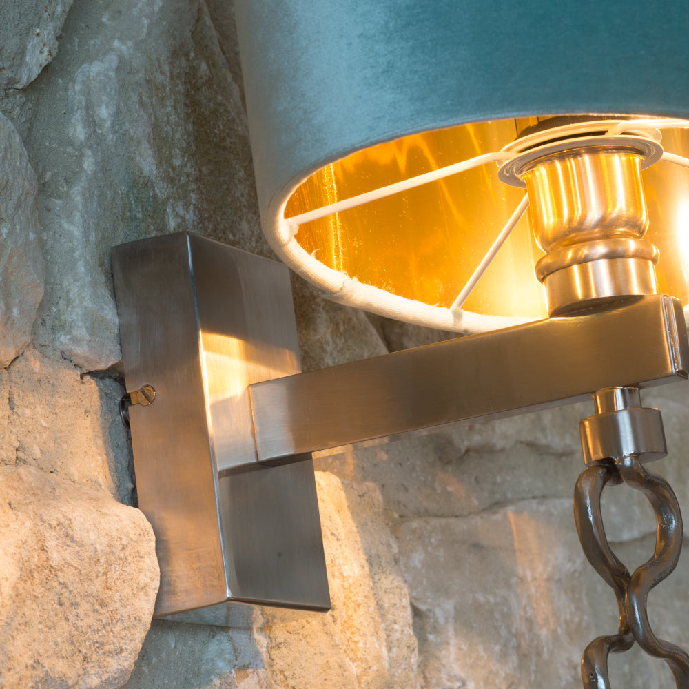 Exclusive Italian Long Pewter Wall Lamp