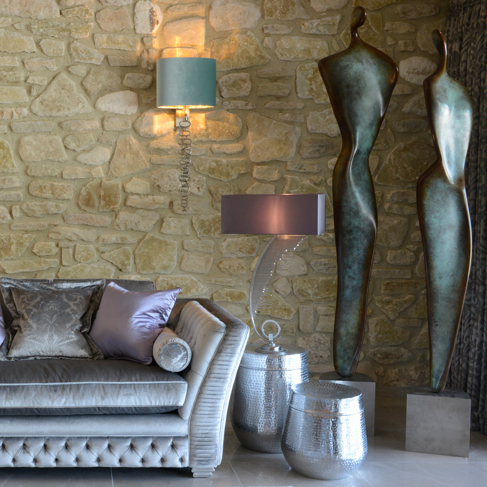 Exclusive Italian Long Pewter Wall Lamp