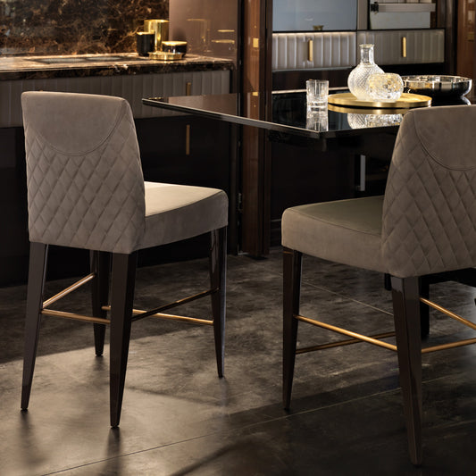 Exclusive Modern Italian Quilted Leather Bar Stool