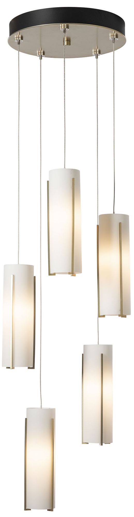 Exos 13.5" Wide 5-Light Modern Brass Glass Pendant With Opal Glass