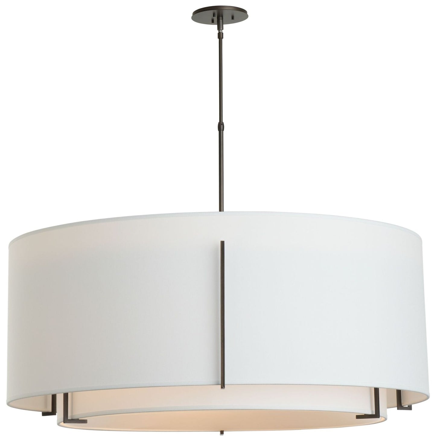 Exos 31" Double Shade Large Scale Pendant - Smoke Finish - Natural Sha