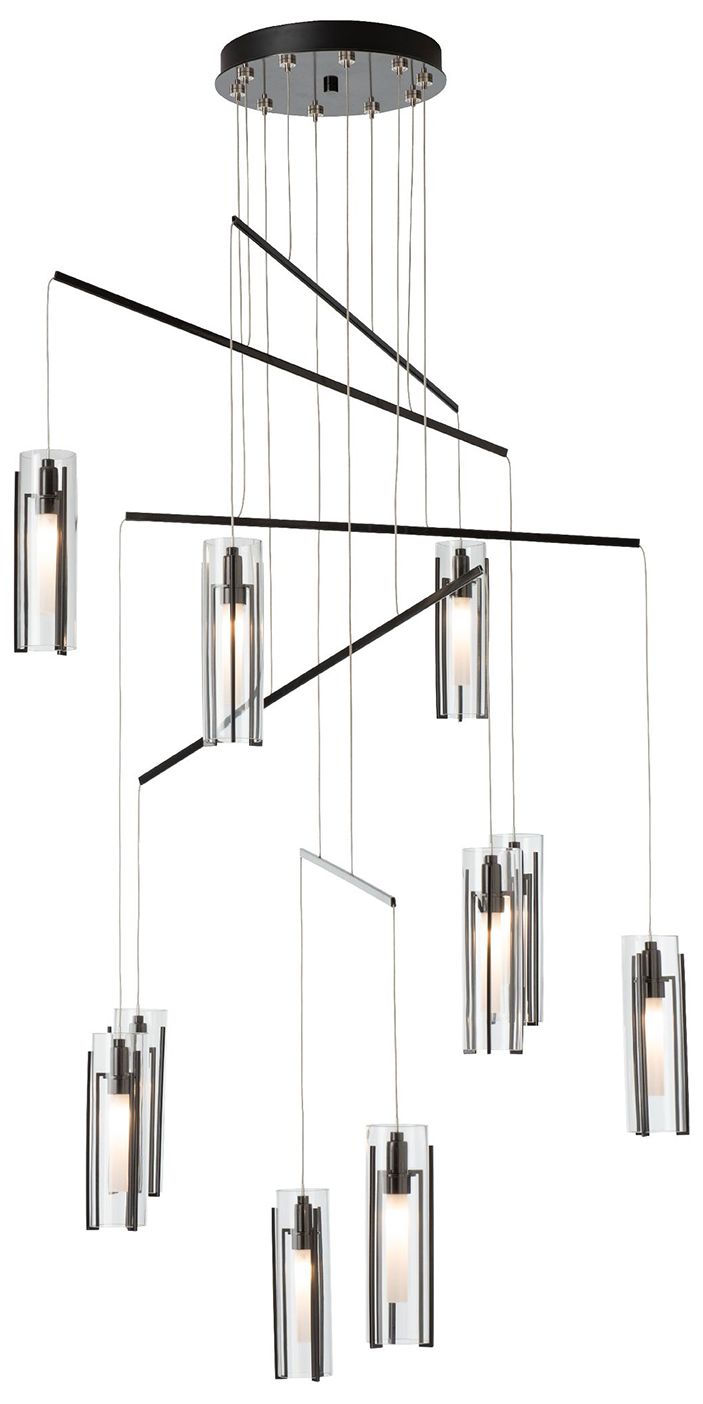 Exos 34.9" Wide 10-Light Ink Mobile Pendant With Clear Glass Shade