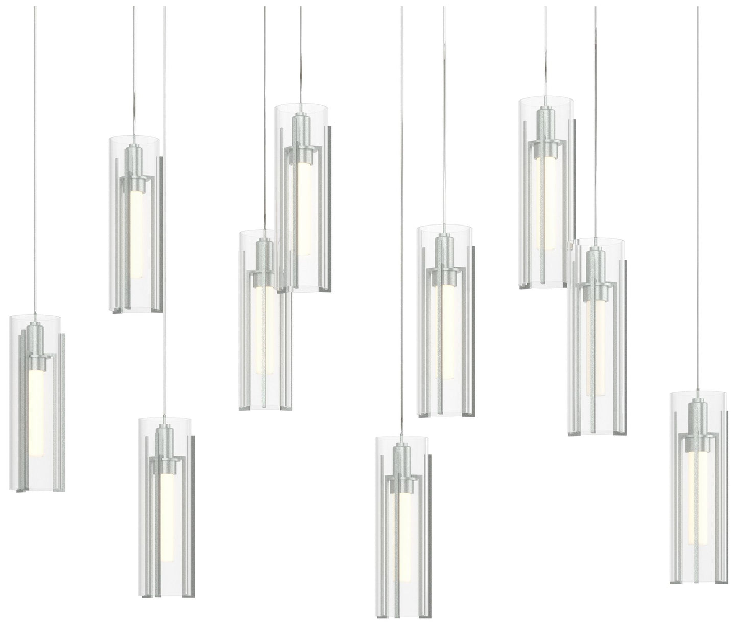 Exos 44.5"W 10-Light Rectangular  Long Pendant w/ Clear Shade