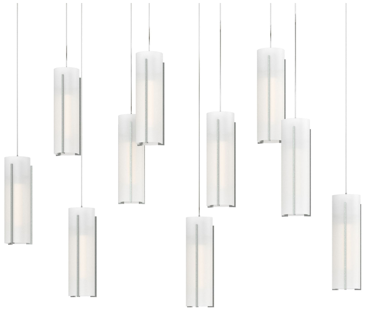 Exos 44.5"W 10-Light Rectangular  Long Pendant w/ Opal Shade