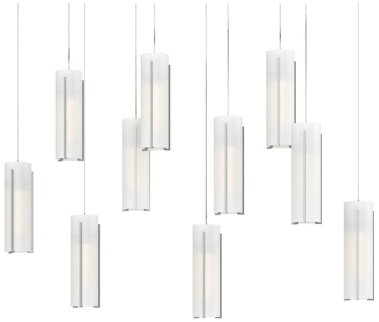 Exos 44.5"W 10-Light Rectangular  Long Pendant w/ Opal Shade