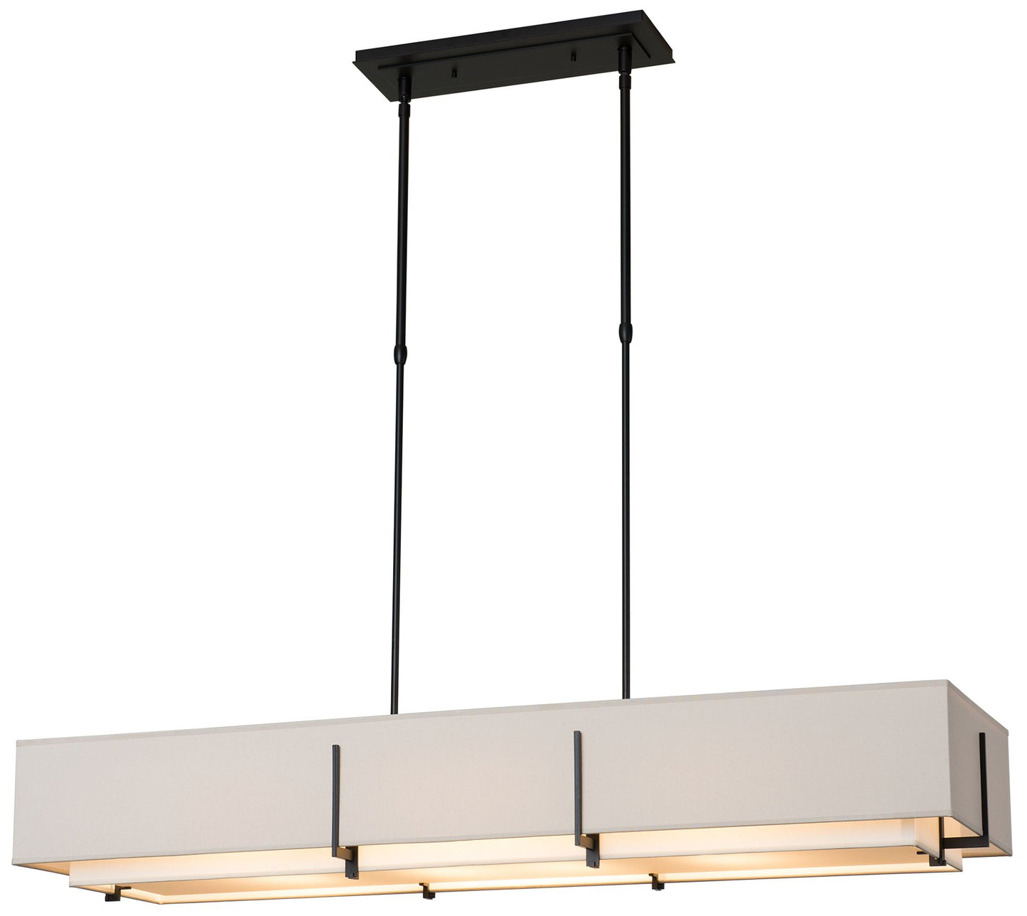 Exos 46.6" Rectangular Black Long Pendant with Anna & Flax Shades