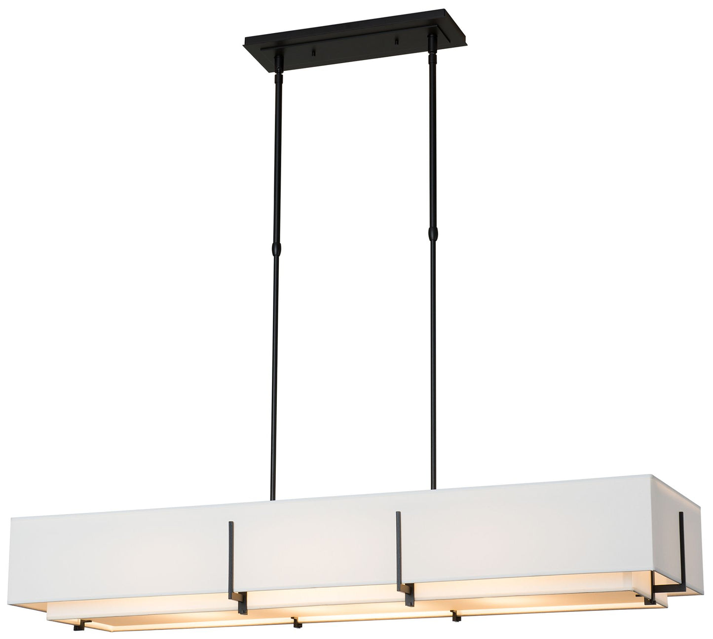 Exos 46.6" Rectangular Black Long Pendant with Anna Shades