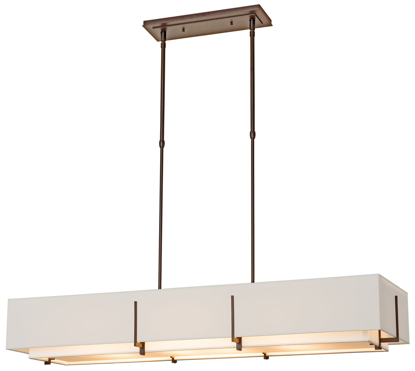 Exos 46.6" Rectangular Bronze Long Pendant with Anna & Flax Shades