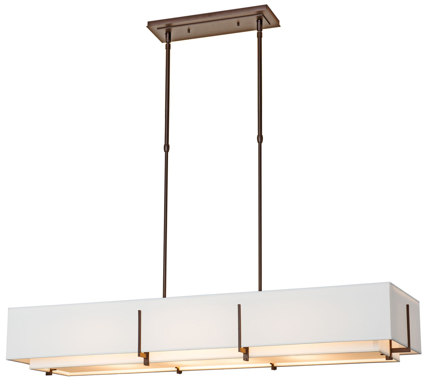 Exos 46.6" Rectangular Bronze Long Pendant with Anna Shades