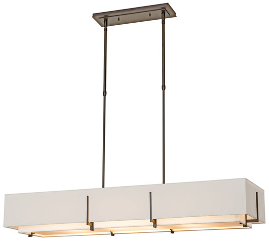 Exos 46.6" Rectangular Dark Smoke Long Pendant with Anna & Flax Sh