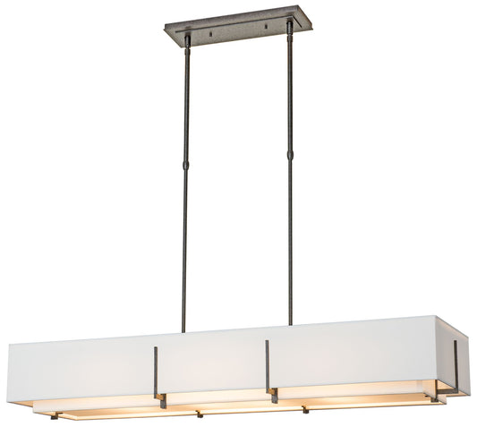 Exos 46.6" Rectangular Natural Iron Long Pendant with Anna Shades