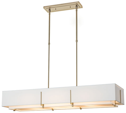 Exos 46.6" Rectangular Soft Gold Long Pendant with Anna Shades