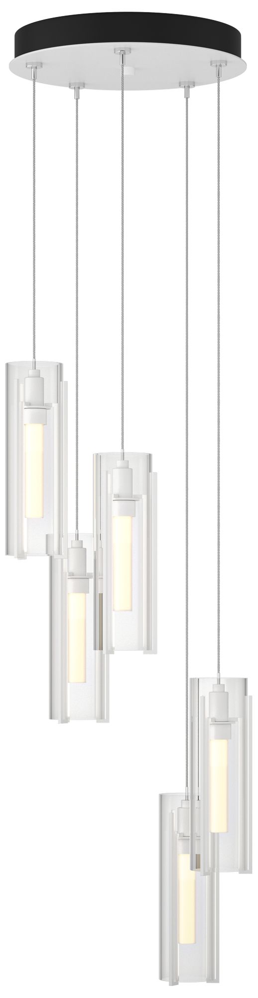 Exos Glass 13.5" Wide 5-Light White Standard Pendant With Clear Glass