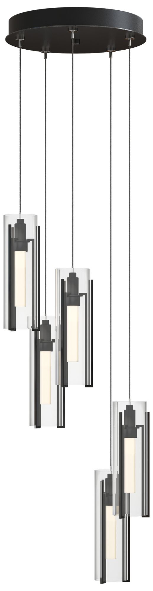 Exos Glass 5-Light 13.5" Wide Ink Long Pendant With Clear Glass Shade