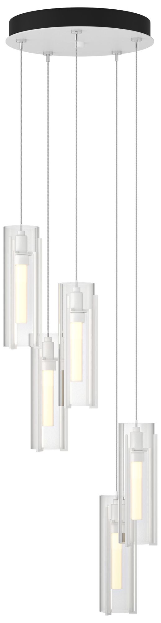 Exos Glass 5-Light 13.5" Wide White Long Pendant With Clear Glass Shad